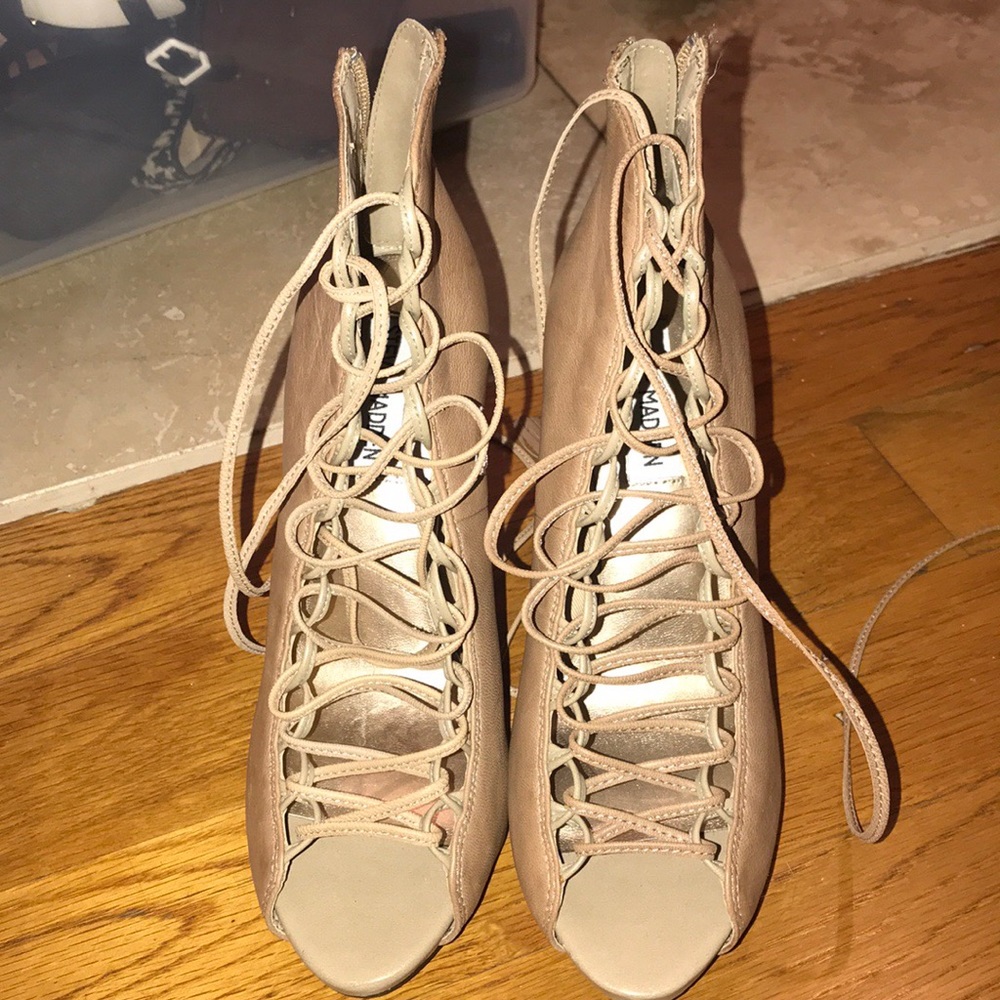 Tan lace up heels